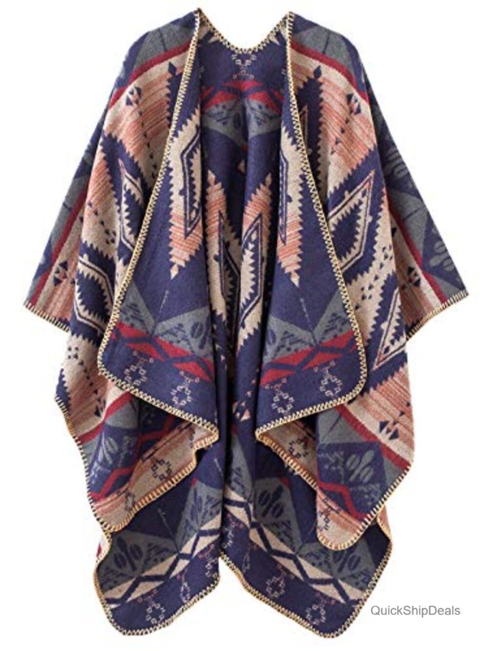 Poncho Shawl Wrap Sweater Reversible Plaid Cape for Fall Winter Women